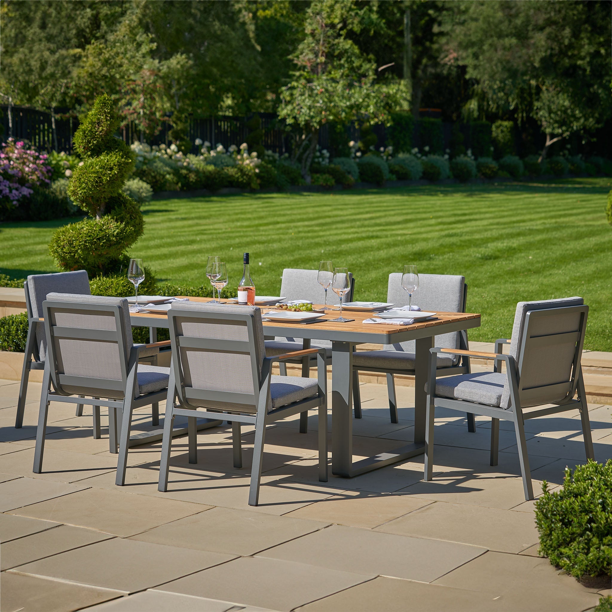 Pacific Lifestyle - Stockholm 6 Seat Rectangular Dining Set in Marl Grey