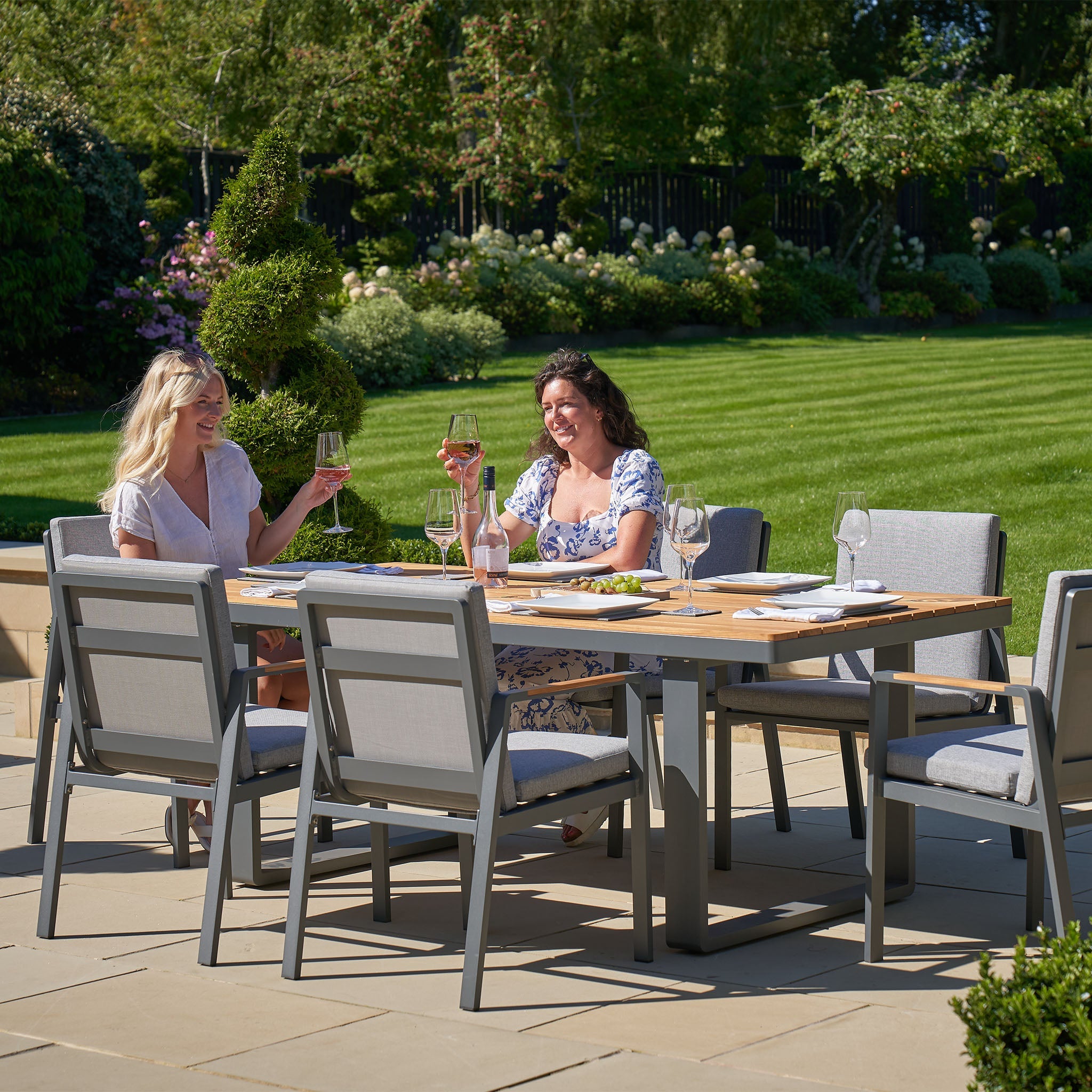 Pacific Lifestyle - Stockholm 6 Seat Rectangular Dining Set in Marl Grey