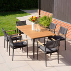 Tellaro 6 Seat Rectangular Dining Set with Teak Table in Charcoal