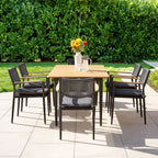 Tellaro 6 Seat Rectangular Dining Set with Teak Table in Charcoal