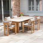 Tivoli 6 Seat Dining Set with Marble Dining Table in Fawn