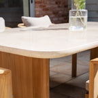 Tivoli 6 Seat Dining Set with Marble Dining Table in Fawn