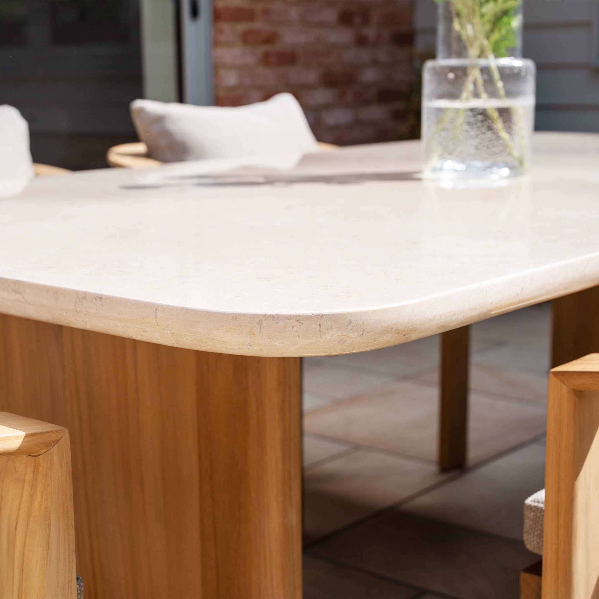 Tivoli 6 Seat Dining Set with Marble Dining Table in Fawn