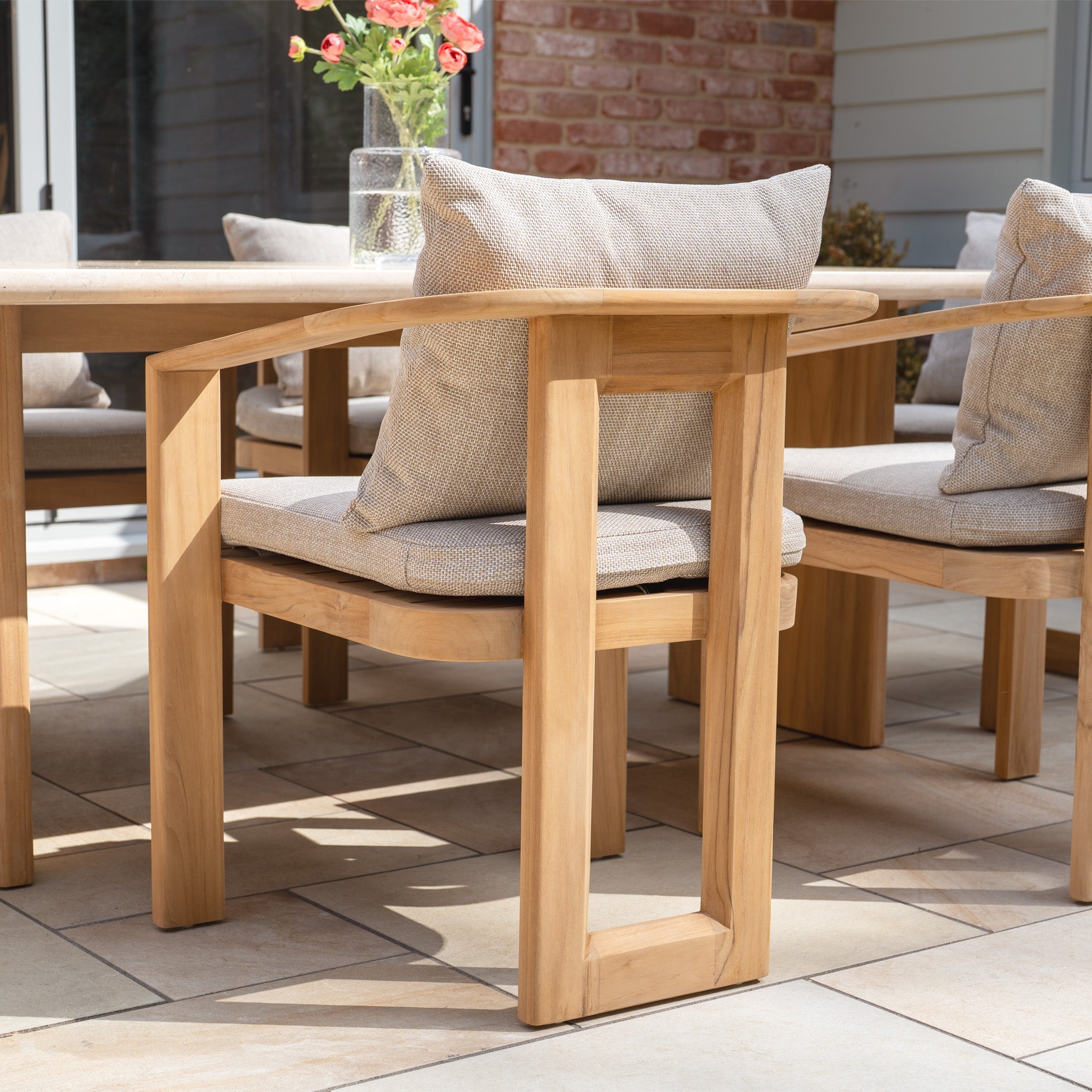 Tivoli 6 Seat Dining Set with Marble Dining Table in Fawn