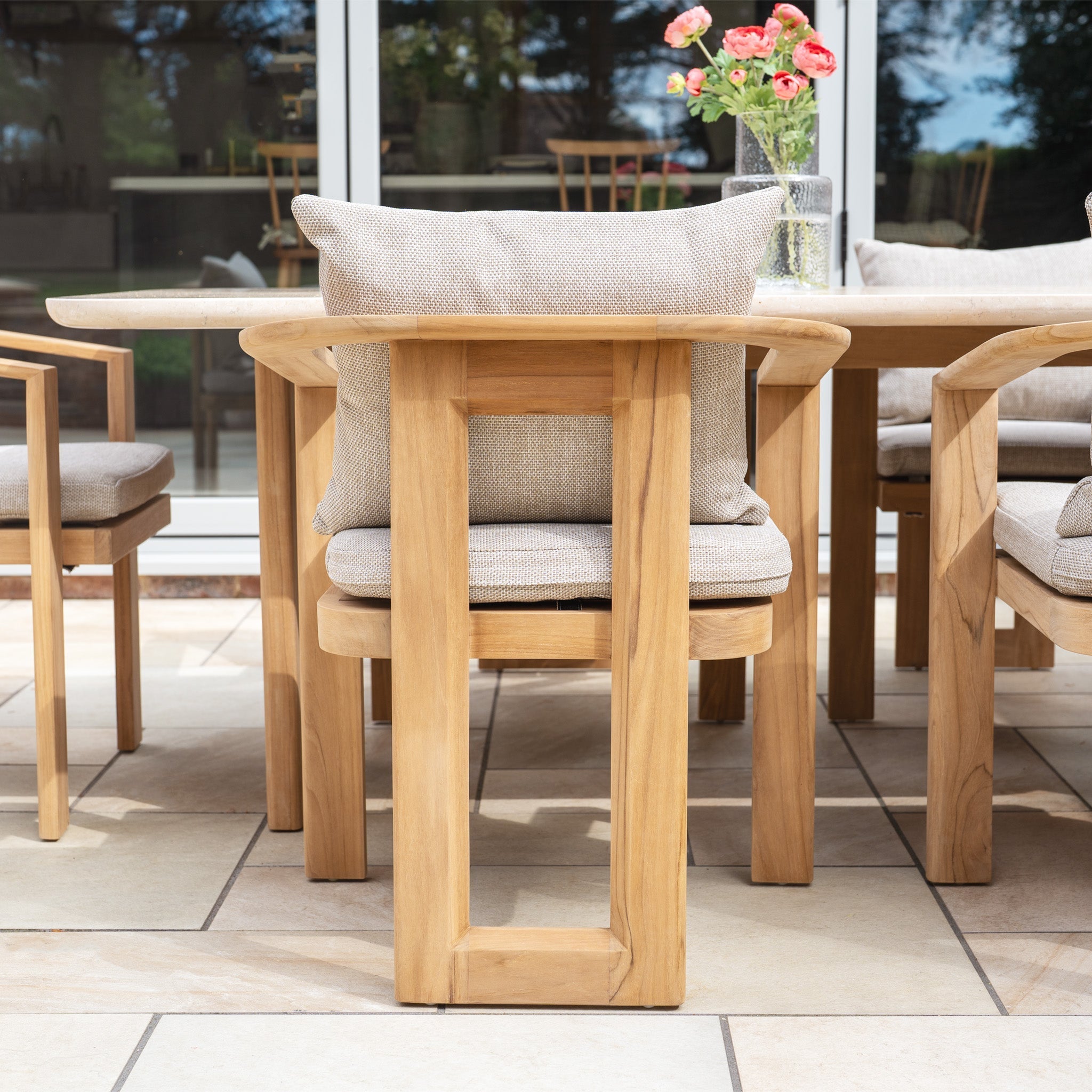 Tivoli 6 Seat Dining Set with Marble Dining Table in Fawn