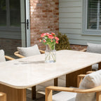 Tivoli 6 Seat Dining Set with Marble Dining Table in Fawn