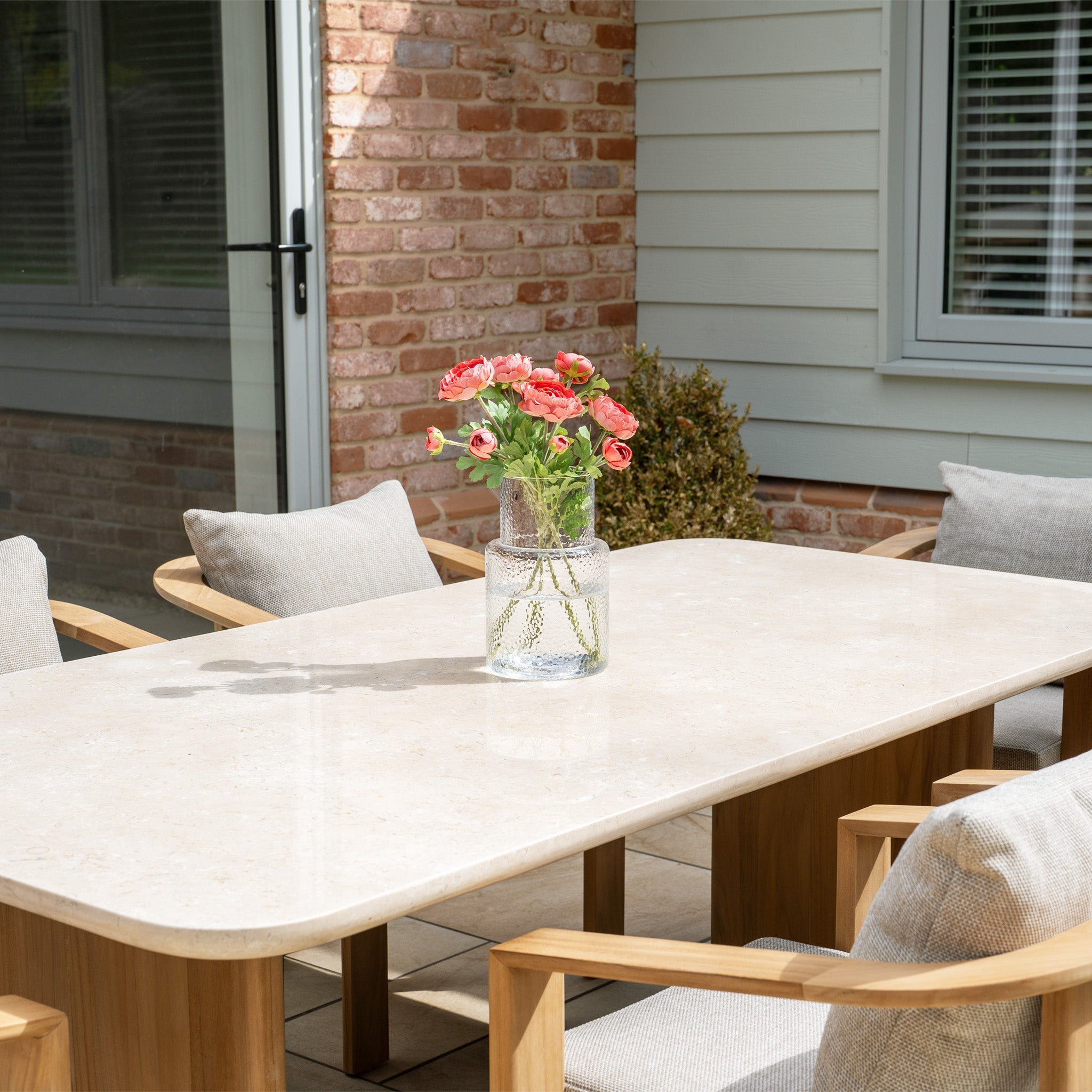Tivoli 6 Seat Dining Set with Marble Dining Table in Fawn