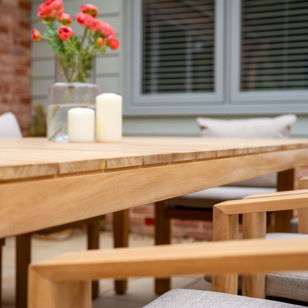 Tivoli 8 Seat Dining Set with Teak Dining Table in Fawn