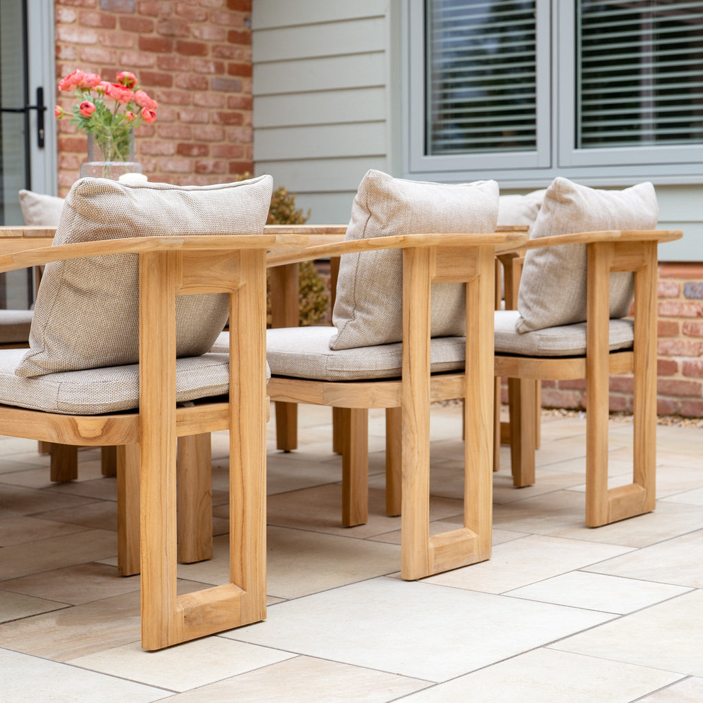 Tivoli 8 Seat Dining Set with Teak Dining Table in Fawn