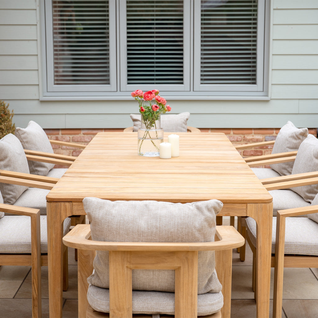 Tivoli 8 Seat Dining Set with Teak Dining Table in Fawn