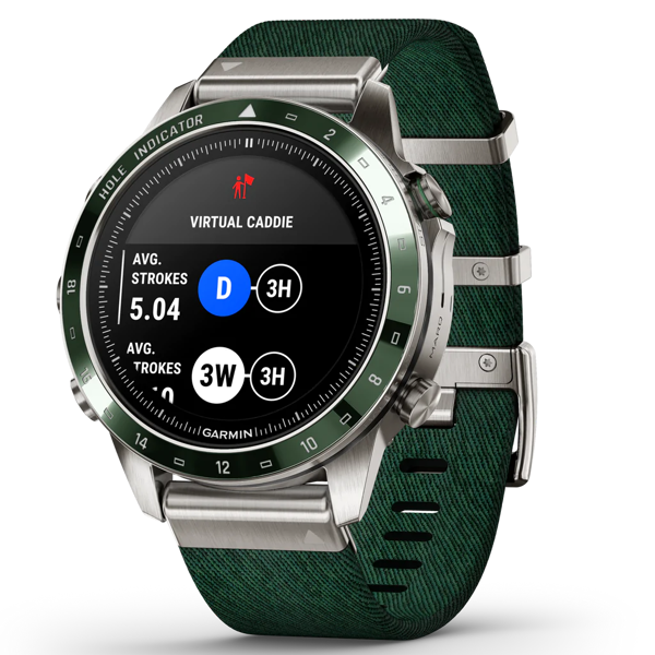 Garmin MARQ Golfer Gen 2 – 46mm Titanium Watch, Green Ceramic Bezel & Strap