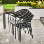 Cloverly 10 Seat Rectangular Extending Dining Set with Teak Table in Charcoal