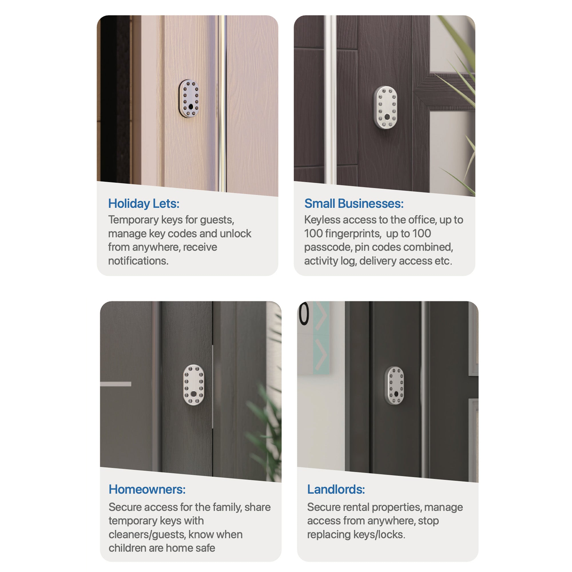 Yunity Brushed Nickel - Smart Escutcheon Smart Door Lock To Suit Pull Bars, Auto Locks, Slam Shut Multi Points