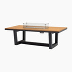 Palma 8 Seat Rope Rectangular Teak Firepit Dining Set in Grey