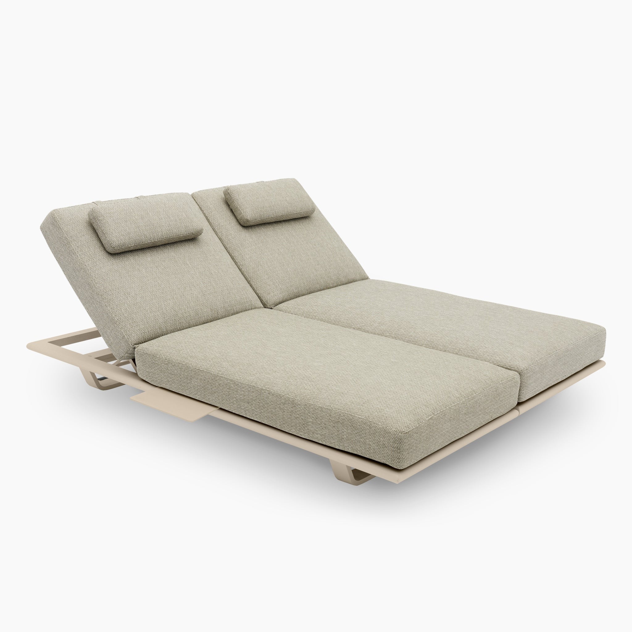 Hatia Double Sun Lounger with Side Table in Latte