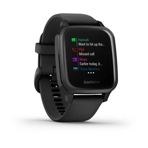 Garmin Venu Sq Music Edition Slate Aluminium Bezel with Black Case and Silicone Band