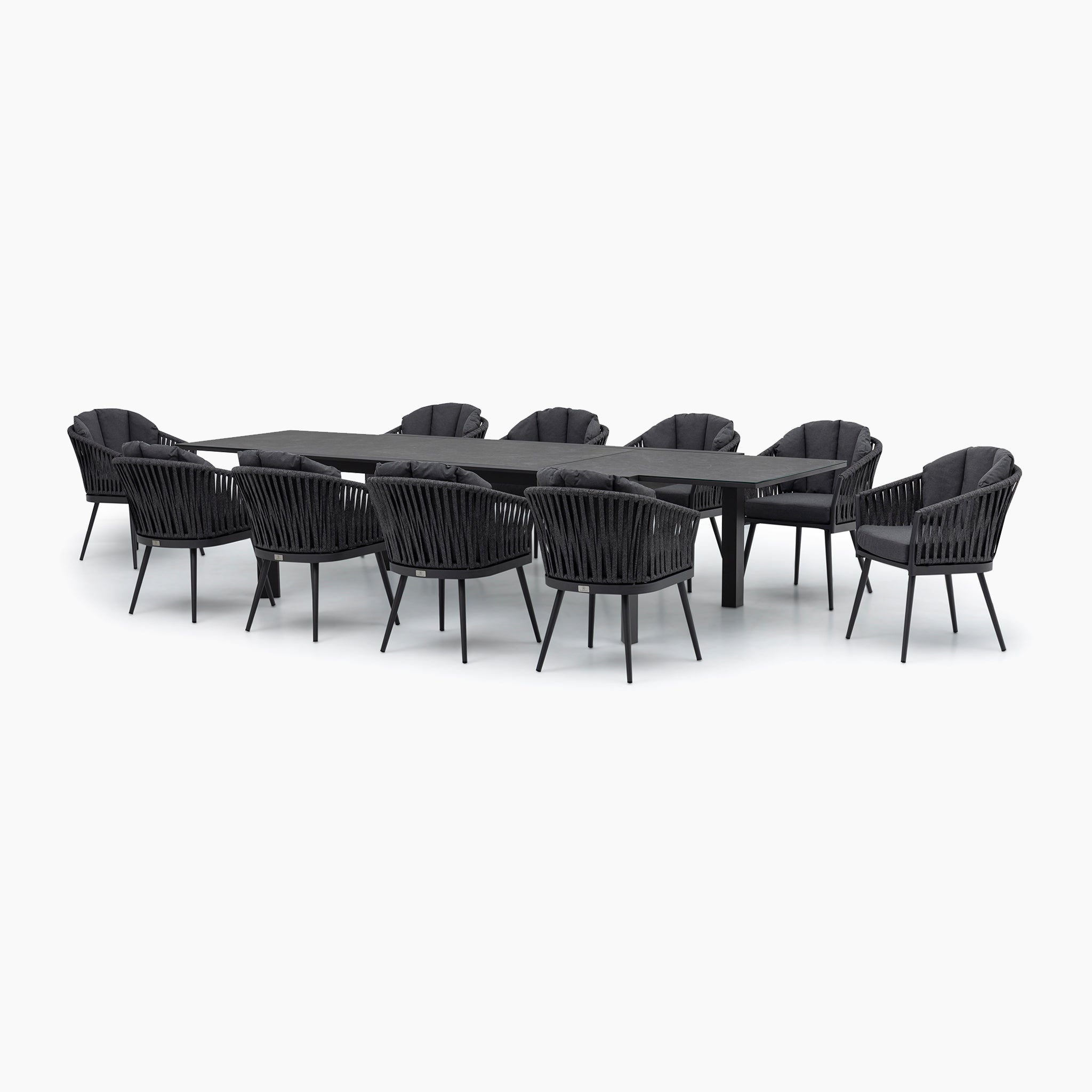 Monterrey 10 Seat Rope Extending Dining Set in Grey