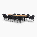 Monterrey 10 Seat Rope Extending Teak Dining Set in Grey