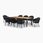 Monterrey 8 Seat Rope Extending Teak Dining Set in Grey