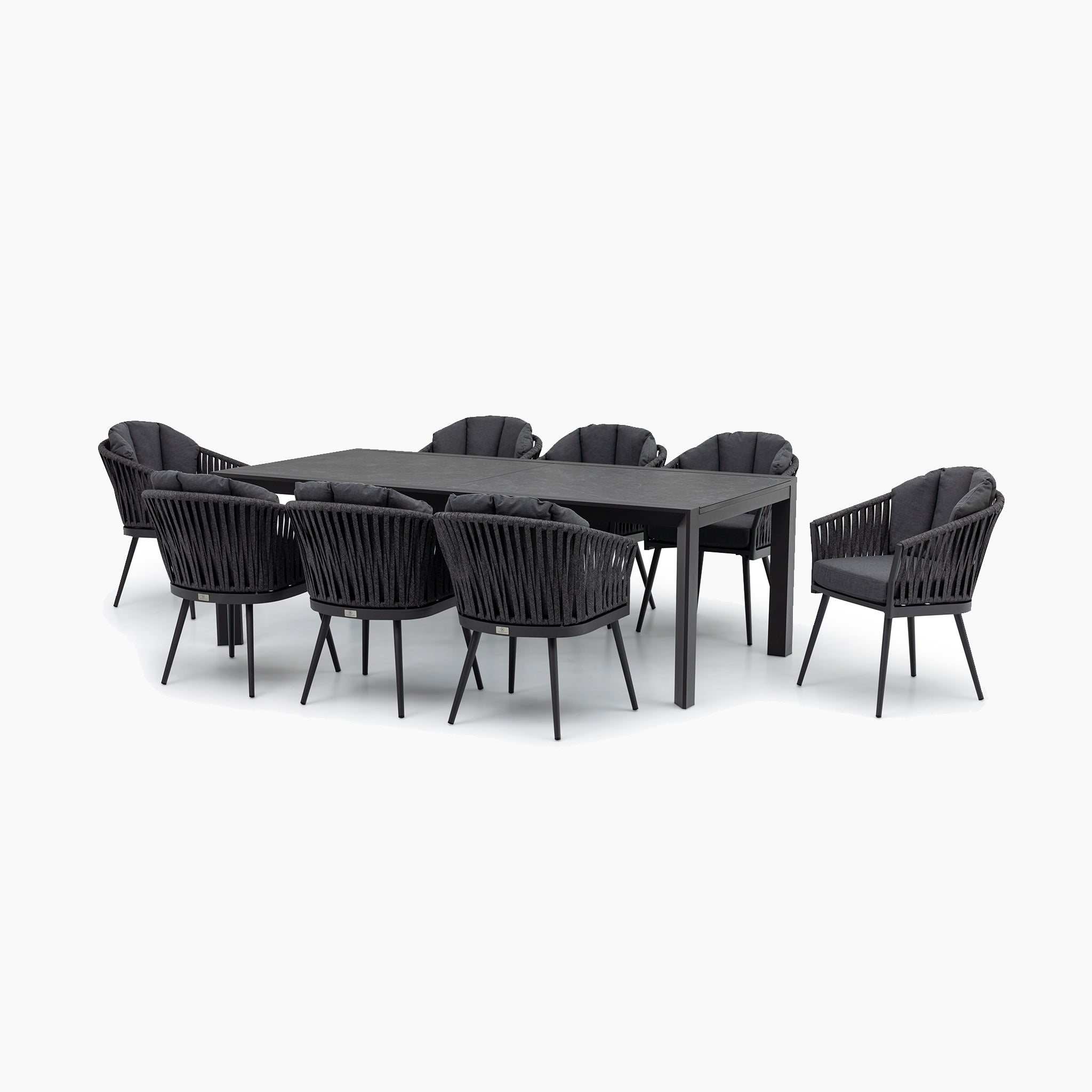 Monterrey 8 Seat Rope Extending Dining Set in Grey