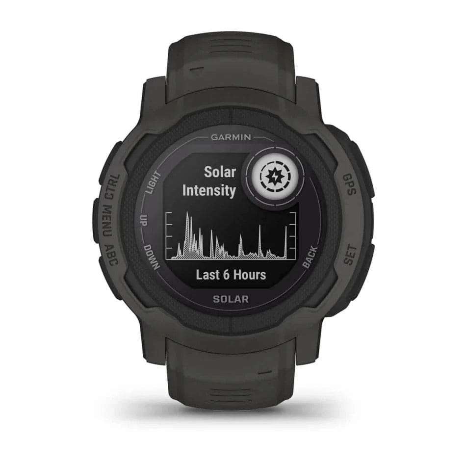 Garmin Instinct 2S SOLAR, Smaller Rugged GPS Smartwatch, Built-in Sports Apps and Health Monitoring, Solar Charging and Ultratough Design Features, Graphite