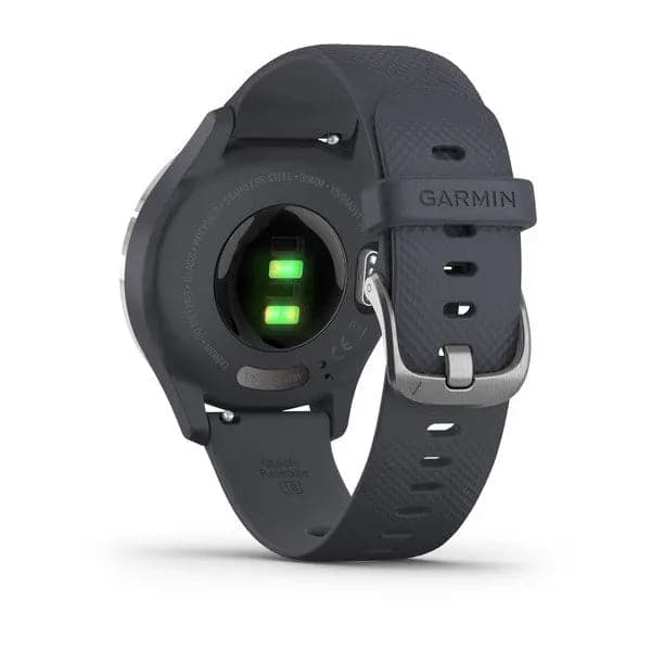vívomove® 3S Silver stainless steel bezel with granite blue case and silicone band