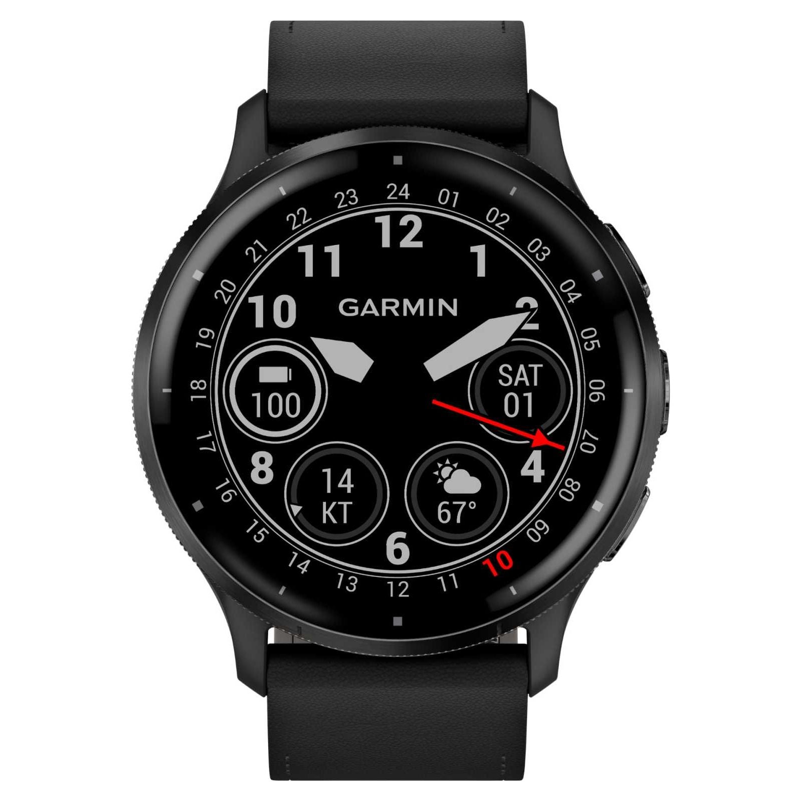 Garmin Venu 3 (45mm) Slate Stainless Steel Bezel / Black Leather Strap