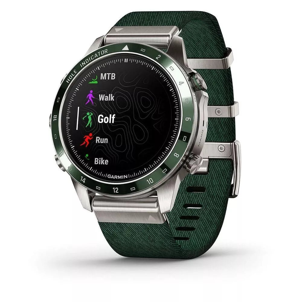 Garmin MARQ Golfer Gen 2 – 46mm Titanium Watch, Green Ceramic Bezel & Strap