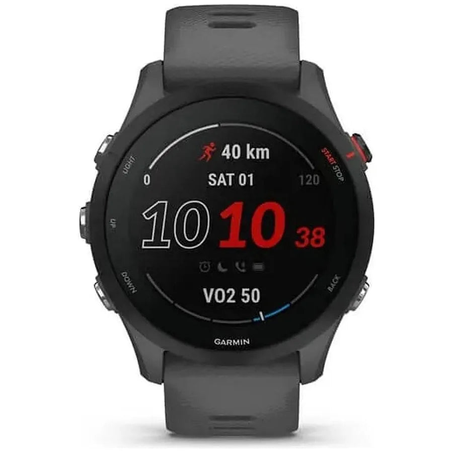Garmin Forerunner 255 Easy to Use Lightweight GPS Running Smartwatch, Advanced Training and Recovery Insights,Safety and Tracking Features included, Up to 14 days Battery Life, Slate Grey